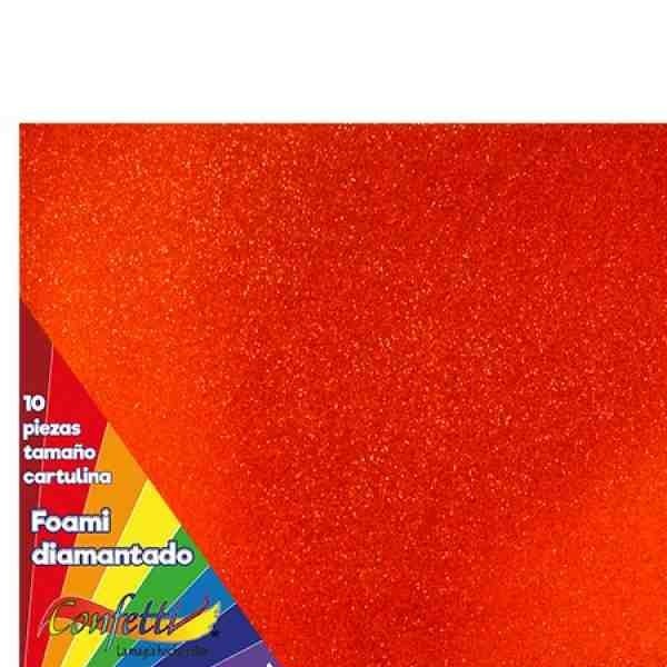 FOAMY DIAMANTADO 55X43CM. ROJO E.10 C.300